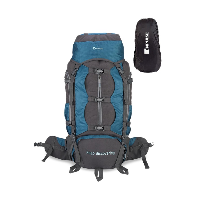 Impulse Blue & Black Colourblocked 60 Litres Waterproof Rucksack