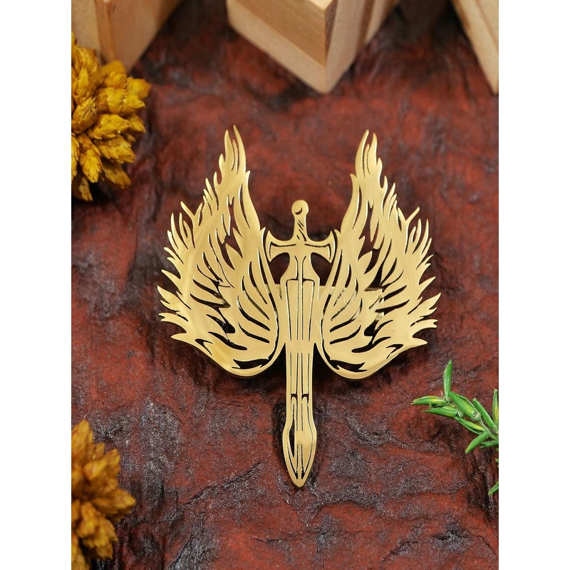 ADORN Unisex Stainless Steel Winged Sword Shaped Minimal Brooch
