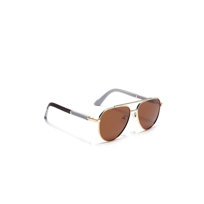 Voyage Unisex Brown Lens & Gold-Toned Aviator Sunglasses with