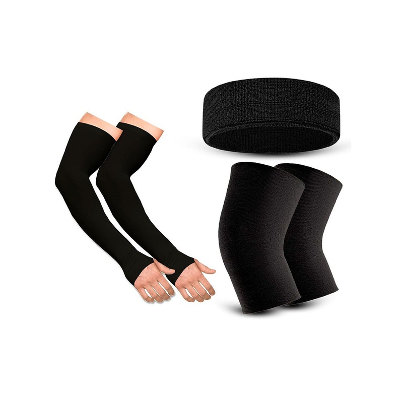 Adbeni 3-Pcs Head Band, Elbow Sleeves & Knee Pad Gym Accessories