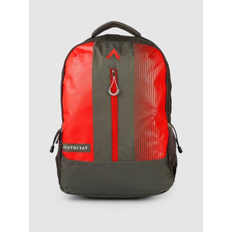 Aristocrat Unisex Grey & Red Colourblocked Backpack