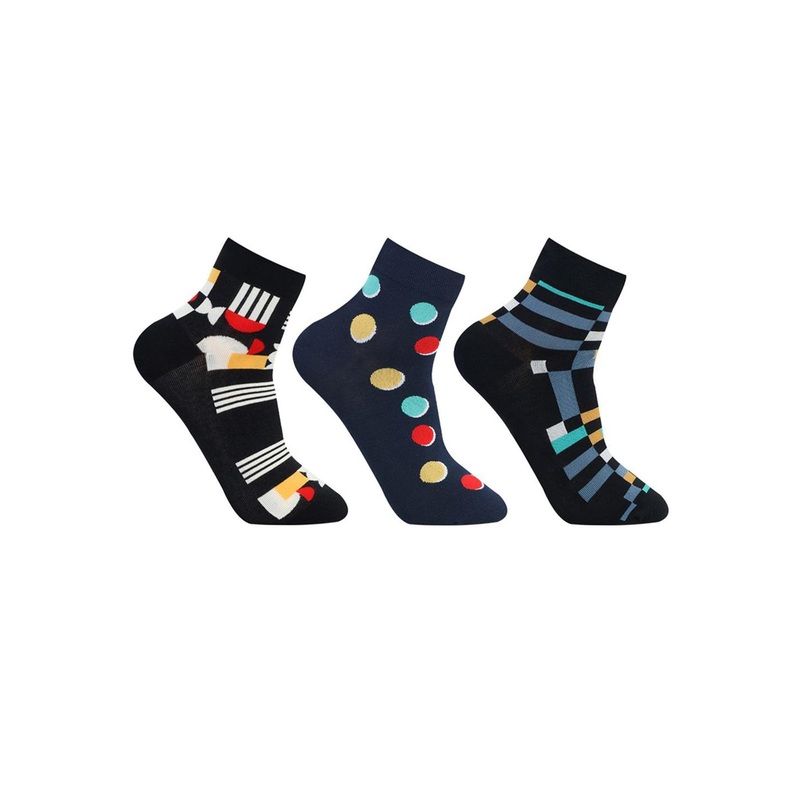 Bonjour Men Pack Of 3 Patterned Ankle Length Socks