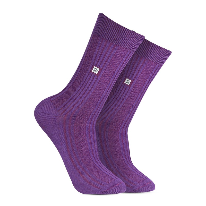 Bonjour Men Purple Patterned Calf-Length Socks