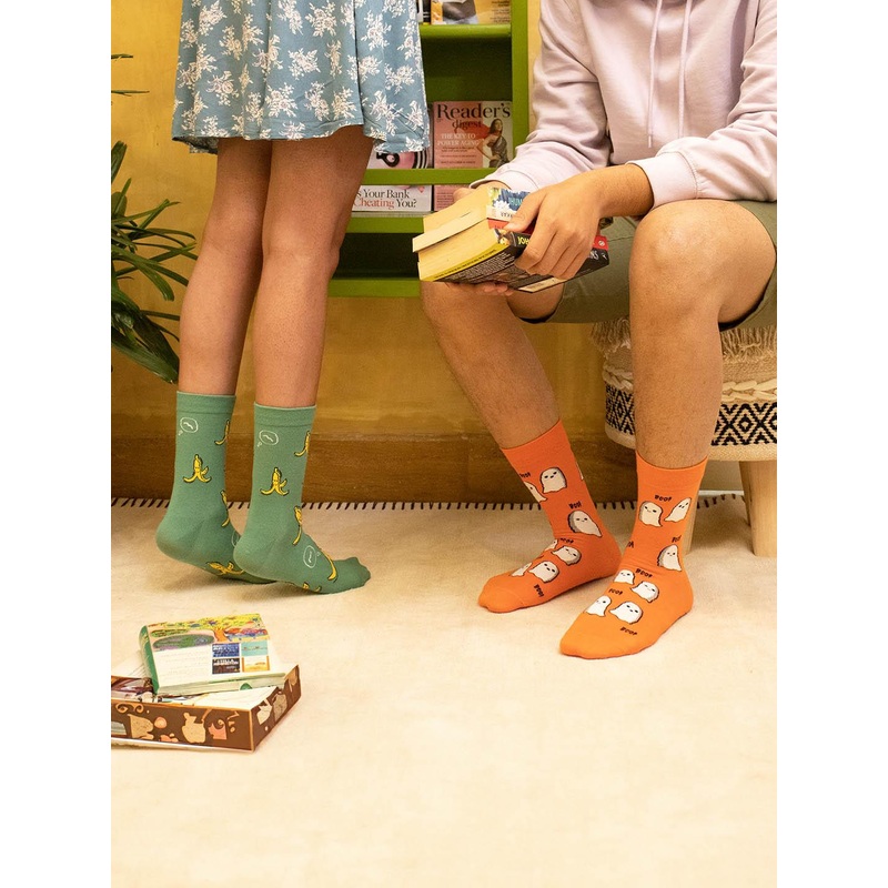 Thela Gaadi Unisex Pack Of 2 Patterned Mid-Calf Length Socks