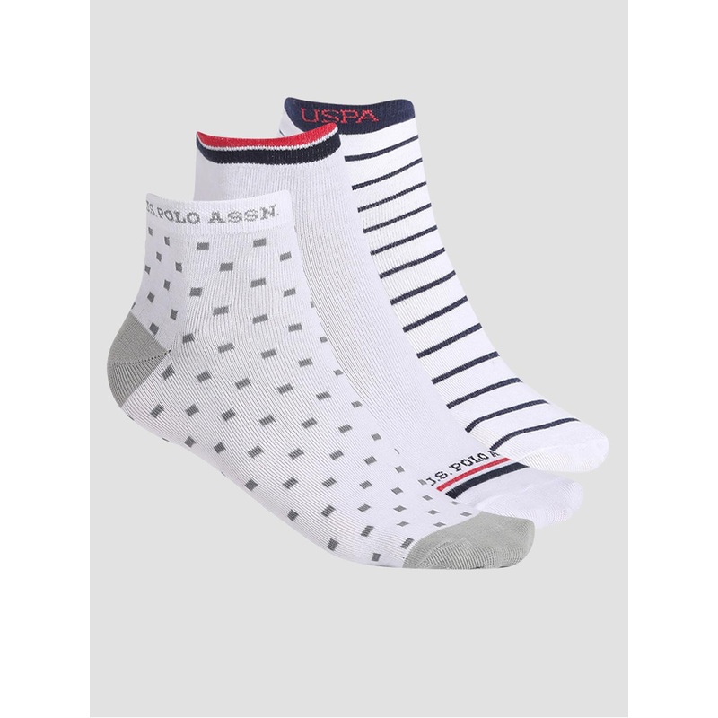 U.S. Polo Assn. Men Pack of 3 Patterned Ankle Length Socks