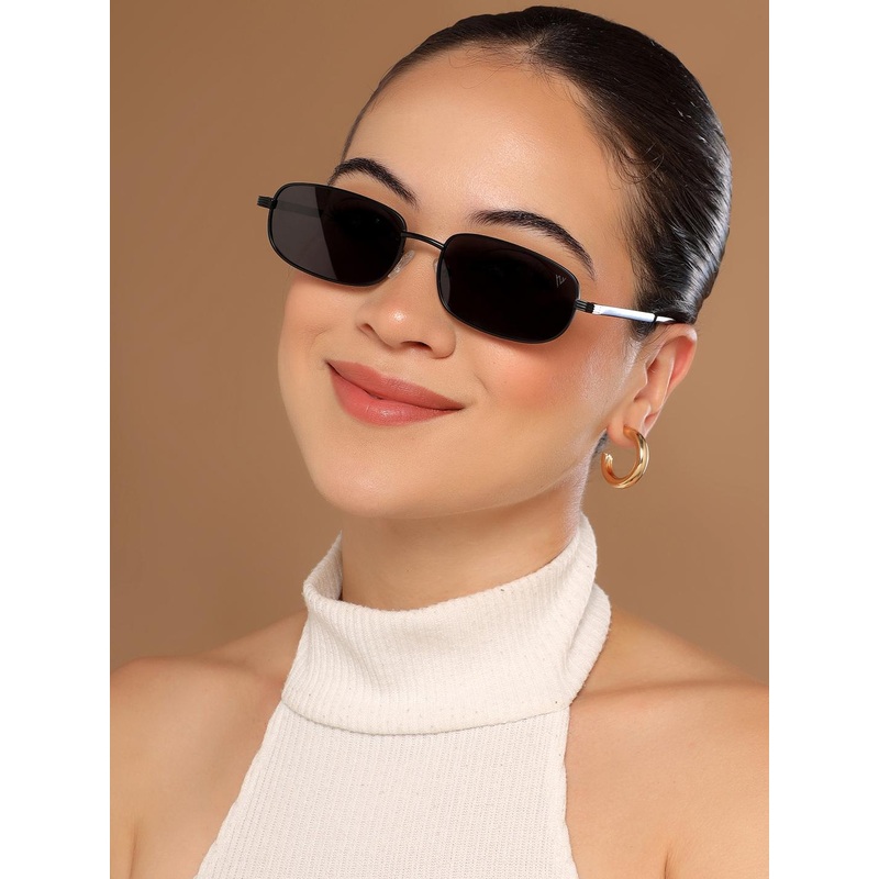 Voyage Adults Rectangle Sunglasses with Polarised and UV Protected Lens 2272PMG5845-Black