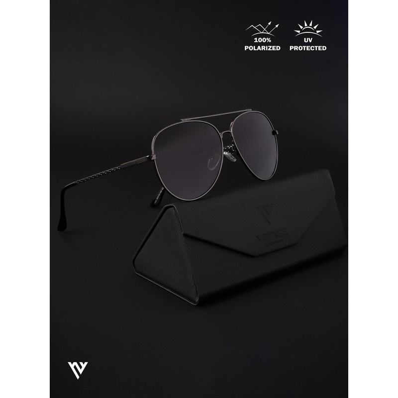 Voyage Gunmetal-Toned Aviator Sunglasses With Polarised And UV Protected Lens 1101MG4136
