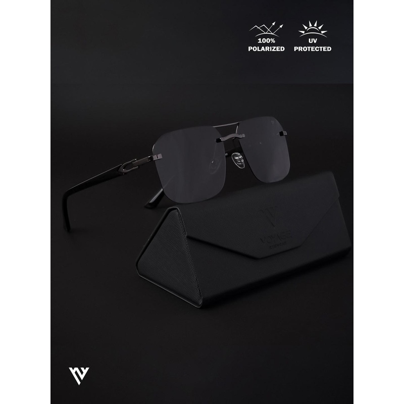 Voyage Gunmetal-Toned Wayfarer Sunglasses With Polarised And UV Protected Lens 19072MG4142