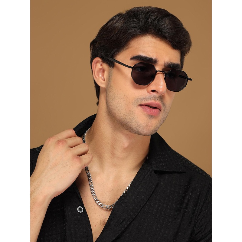 Voyage Unisex Black Lens & Black Round Sunglasses with UV Protected Lens