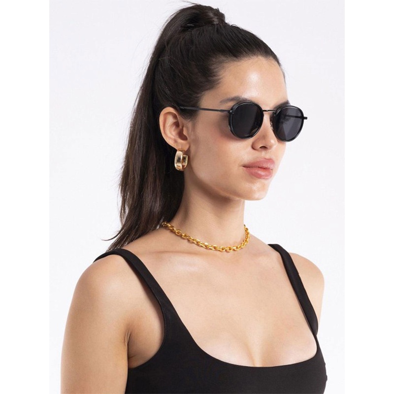 Voyage Round Polarized Sunglasses for Men & Women Black Lens | Black Frame – MG3980