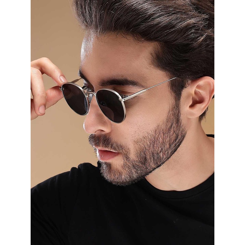 Voyage Unisex Black Lens Oval Sunglasses with UV Protected Lens 2038MG3051C