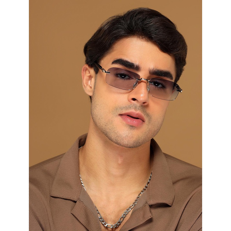 Voyage Unisex Rectangle Sunglasses with UV Protected Lens 3012MG6621