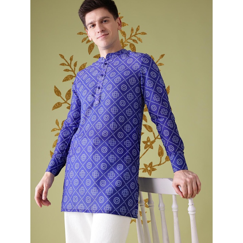 Anouk Mandarin Collar Bandhani Printed Kurta