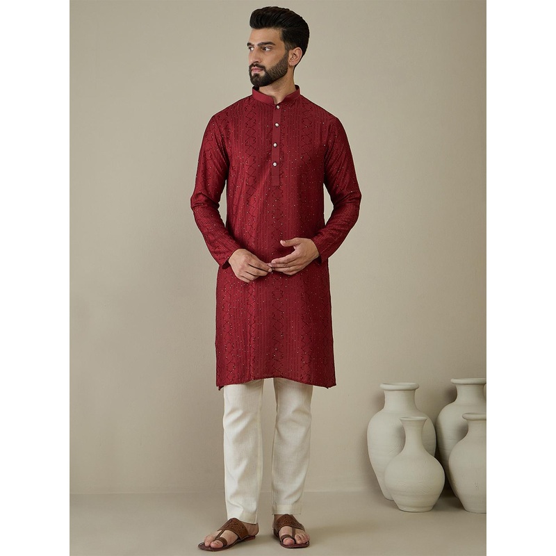 Anouk Men Ethnic Motifs Embroidered Thread Work Kurta