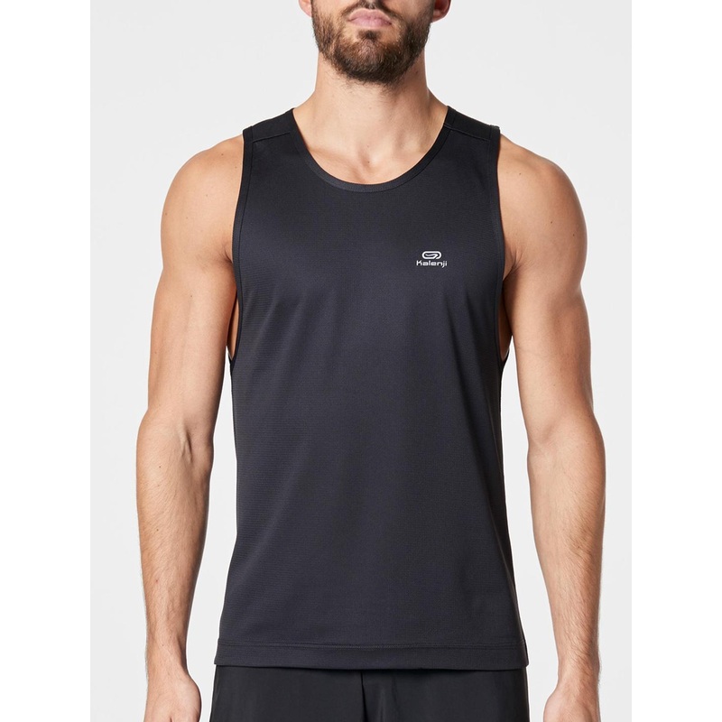 Decathlon KALENJI – Men Black Solid Round Neck Dry Tank Running T-Shirt