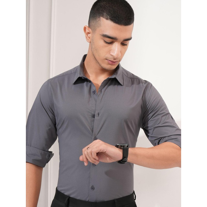 Highlander Men Dusty Soft Stretch Solid Mui Occation Slim Fit Shirt