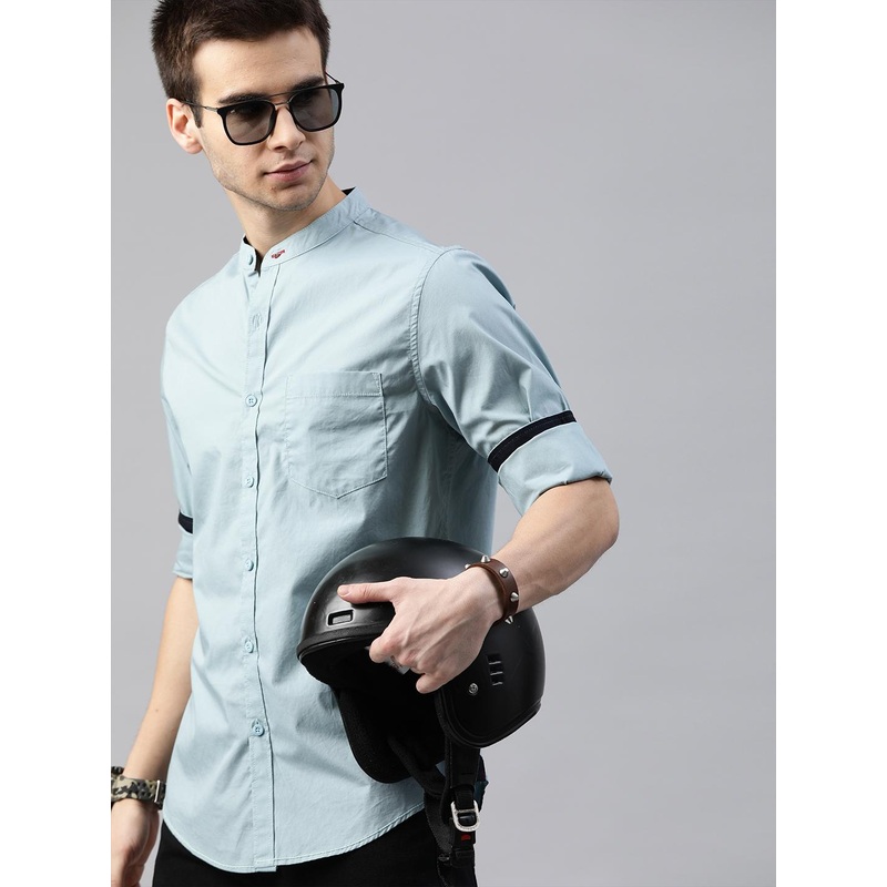 Roadster Men Blue Custom Cotton Casual Shirt