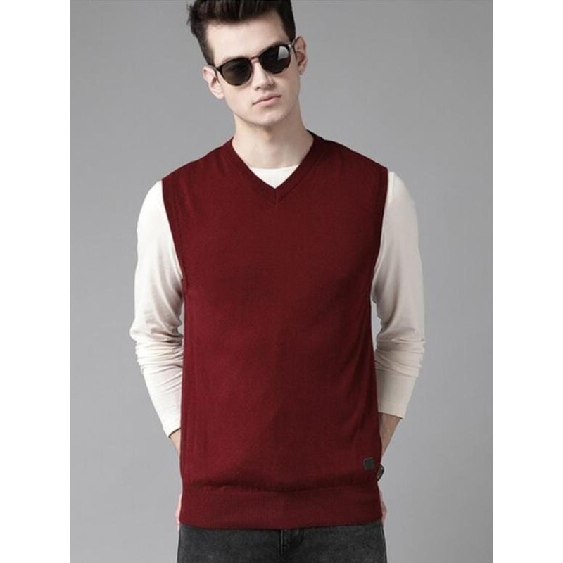 The Roadster Life Co. V-Neck Sleeveless Pure Acrylic Sweater Vest