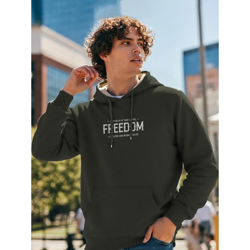 TOGS & TERRE Men Printed Hooded Full Sleeve Sweatshirt