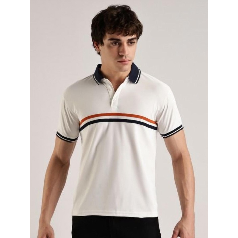 Y.O.U Men Striped Polo Collar T-shirt