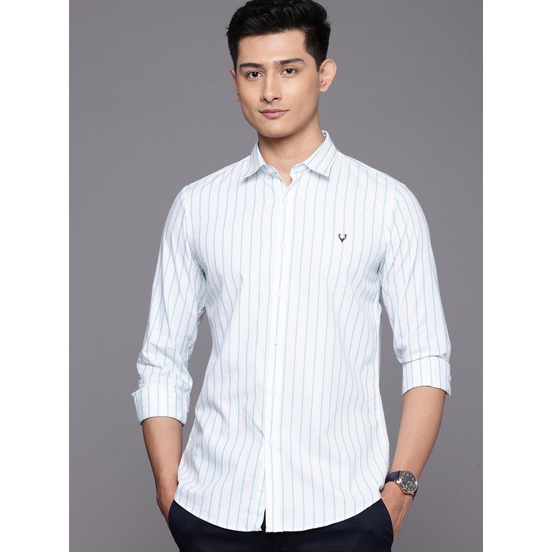 Allen Solly Comfort Slim Fit Striped Pure Cotton Casual Shirt