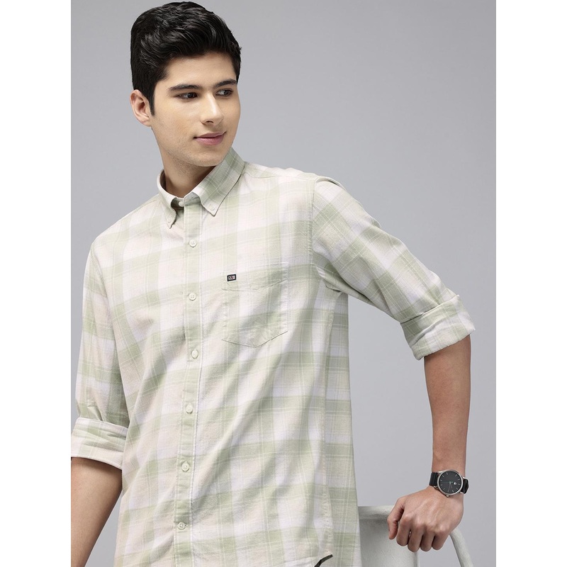 Arrow Manhattan Slim Fit Checked Pure Cotton Casual Shirt