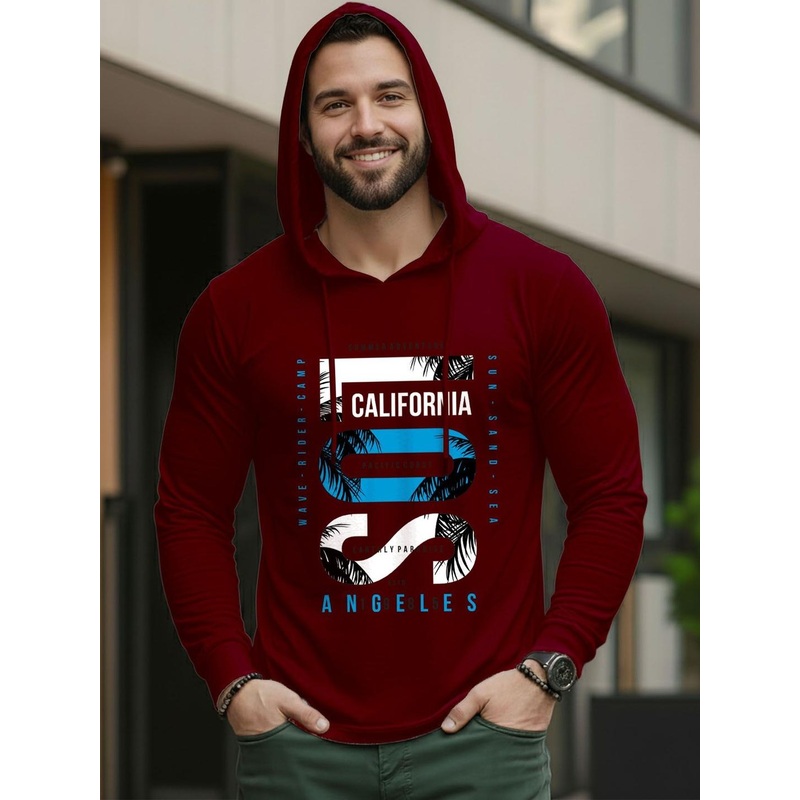 AUSK Men Printed Hooded T-shirt