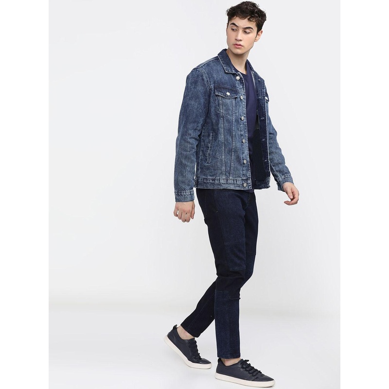 HIGHLANDER Men Blue Washed Denim Jacket
