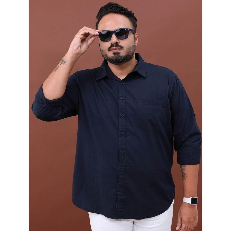 HIGHLANDER Plus Size Opaque Cotton Casual Shirt