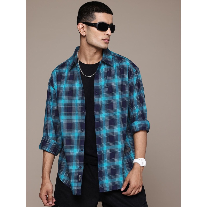 The Roadster Lifestyle Co. Relaxed Checked Pure Cotton Casual Shirt