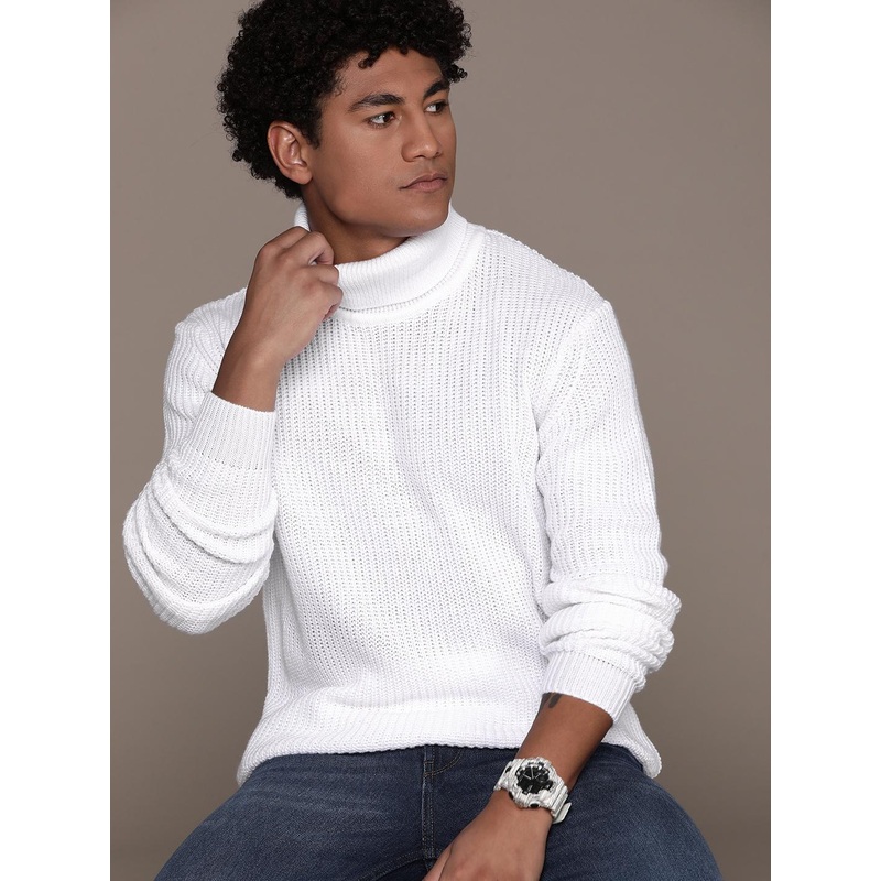 The Roadster Lifestyle Co. Solid Turtle Neck Acrylic Pullover