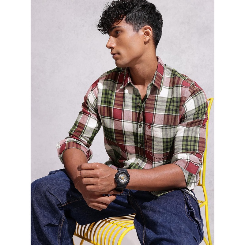 WROGN Checked Pure Cotton Casual Shirt