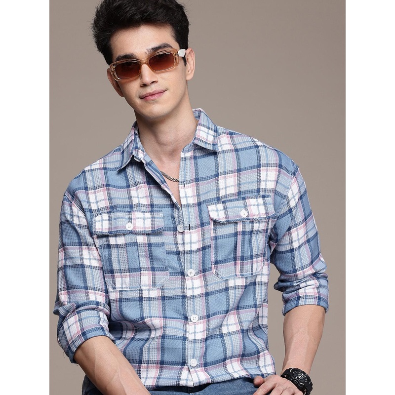 WROGN Opaque Checked Casual Regular Fit Shirt