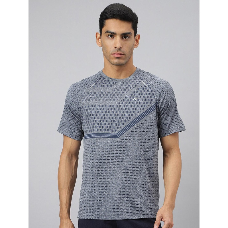 Alcis Men Heather Anti-Static Slim-Fit Round Neck Distance Running T-Shirt