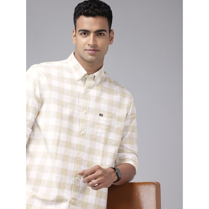 Arrow Sport Manhattan Slim Fit Button-Down Collar Gingham Checks Pure Cotton Casual Shirt