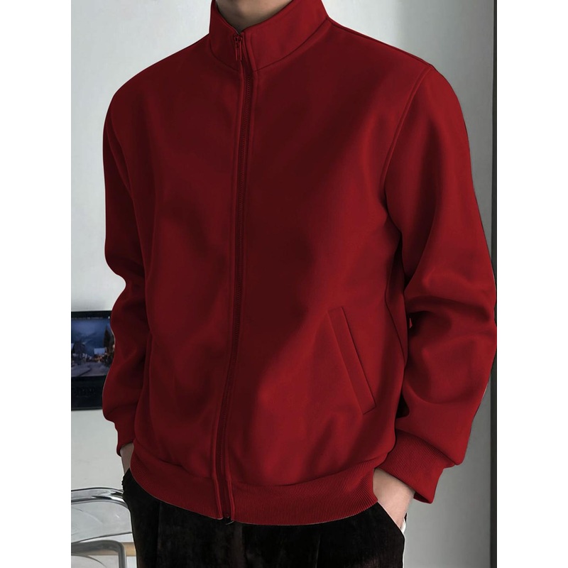 AUSK Men Solid  Mandarin Collar Full Sleeve Sweatshirt