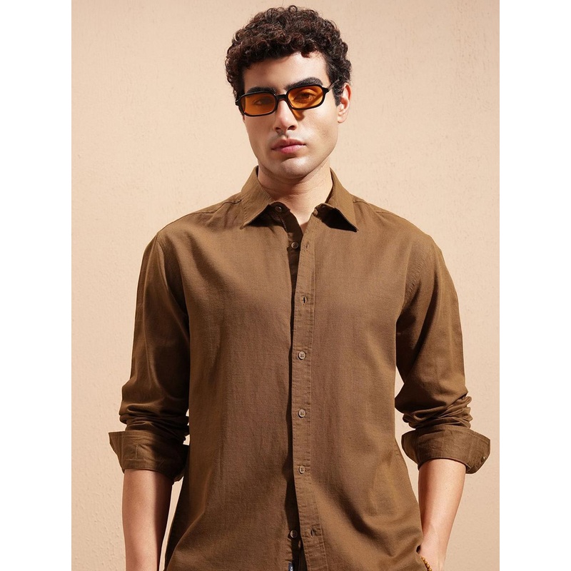 HIGHLANDER Long Sleeves Spread Collar Relaxed Fit Casual Shirt