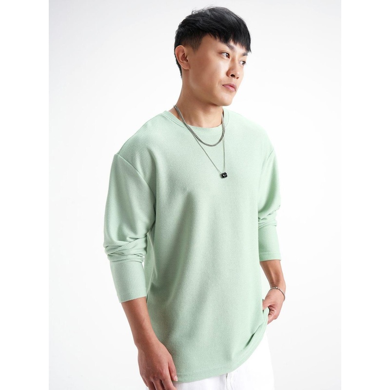 HIGHLANDER Men Solid Round Neck Oversized T-shirt