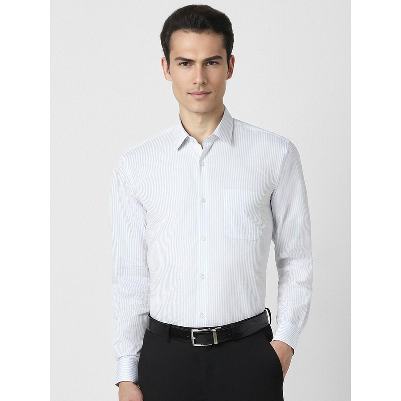 Peter England Spread Collar Long Sleeves Slim Fit Striped Formal Shirt