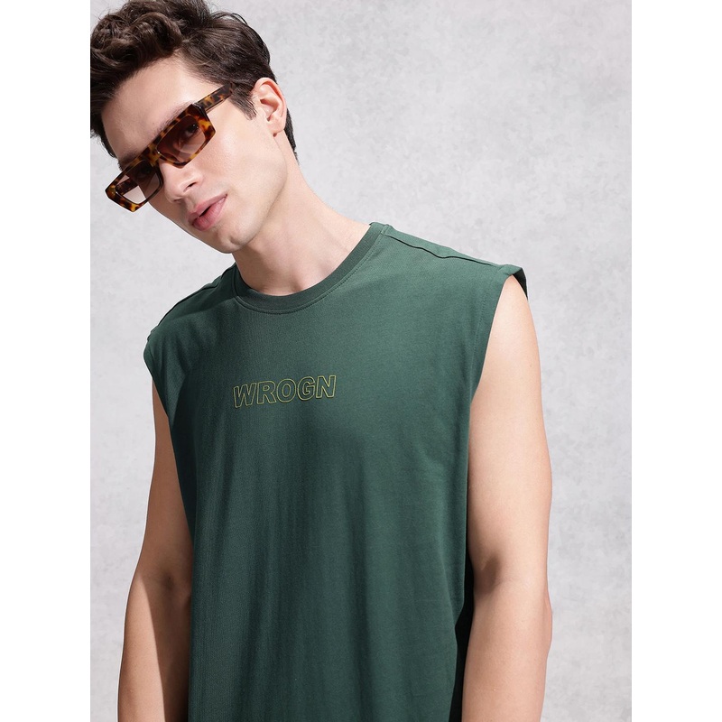 WROGN Brand Logo Printed Pure Cotton Oversized T-shirt