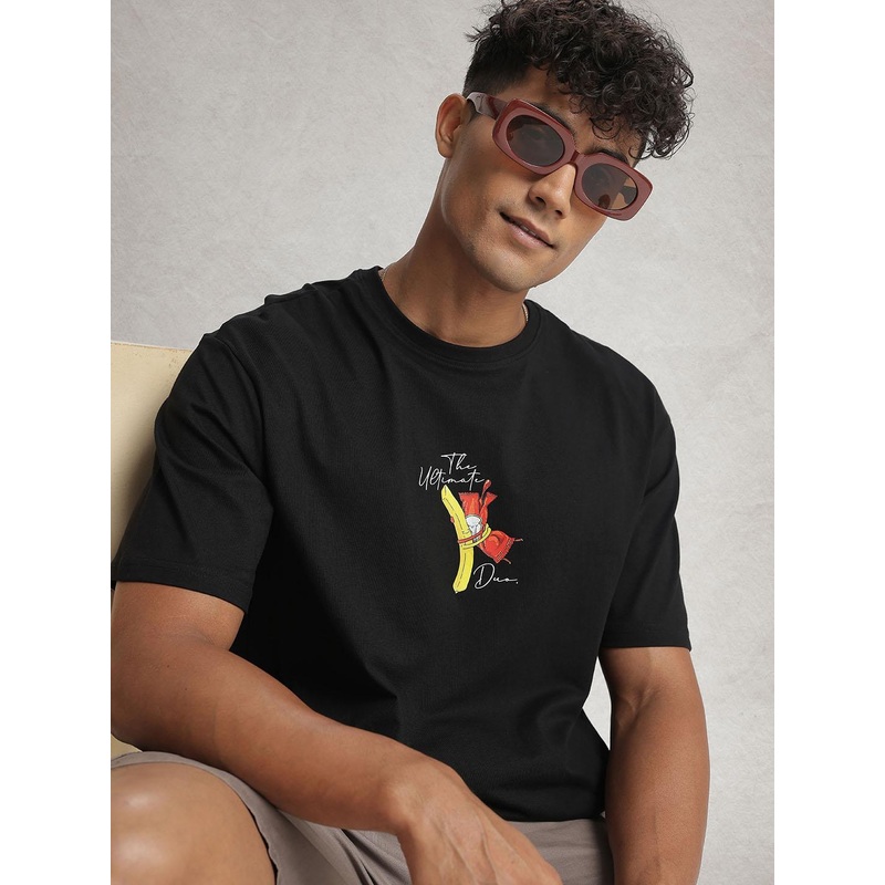 WROGN Drop-Shoulder Sleeves Pure Cotton Oversized T-shirt