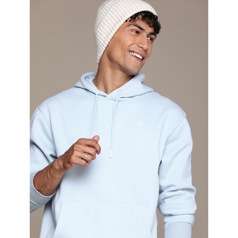 WROGN Solid Hooded Pullover Sweatshirt