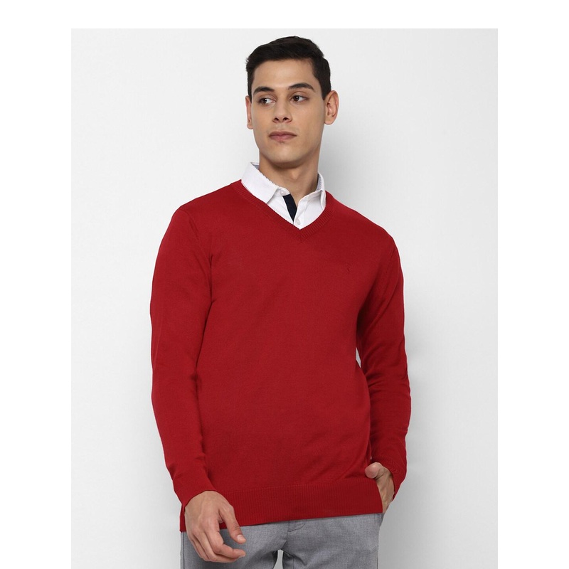 Allen Solly Men Red Solid Pullover