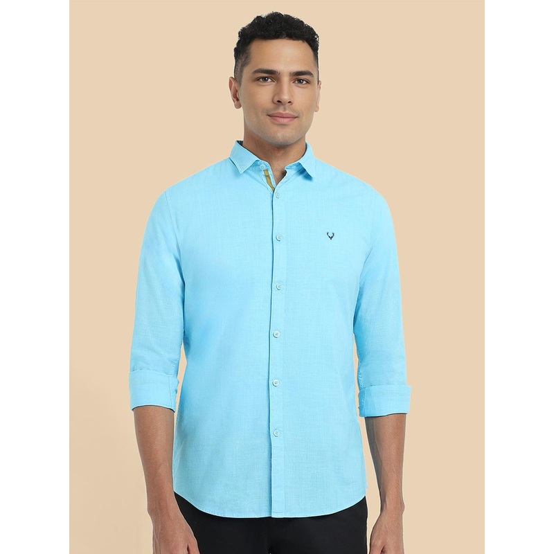 Allen Solly Men Turquoise Blue Slim Fit Solid Casual Shirt