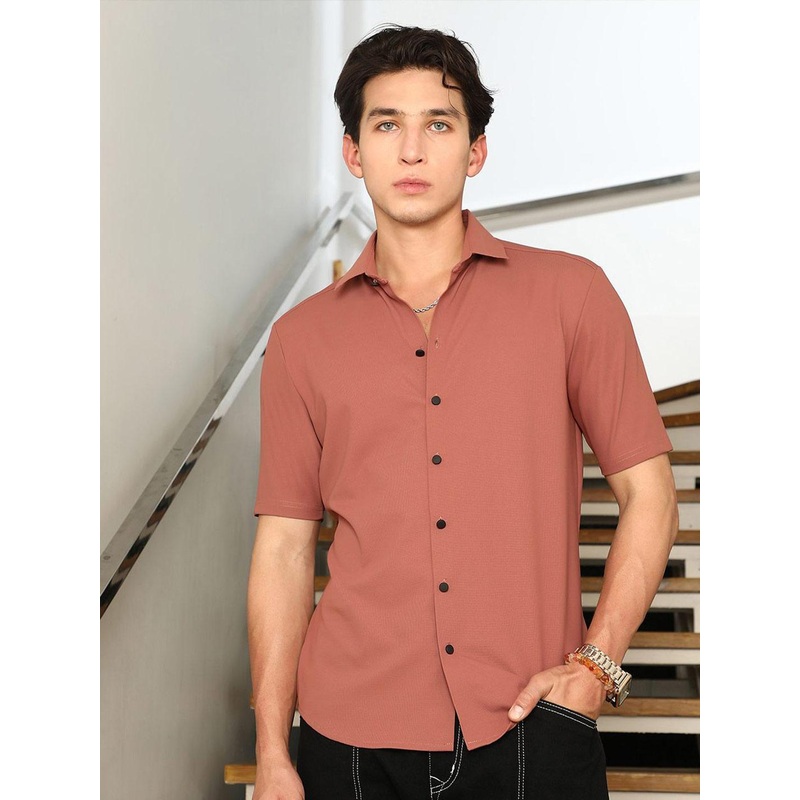Campus Sutra Men Regular Fit Waffle Knit Casual Shirt