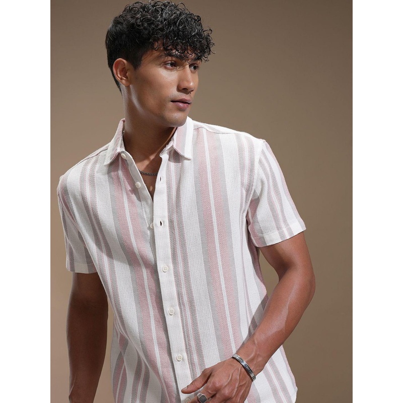 HIGHLANDER Men Comfort Opaque Striped Casual Shirt