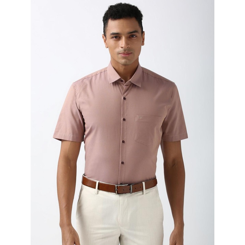 Peter England Men Classic Spread Collar Solid Formal Shirt