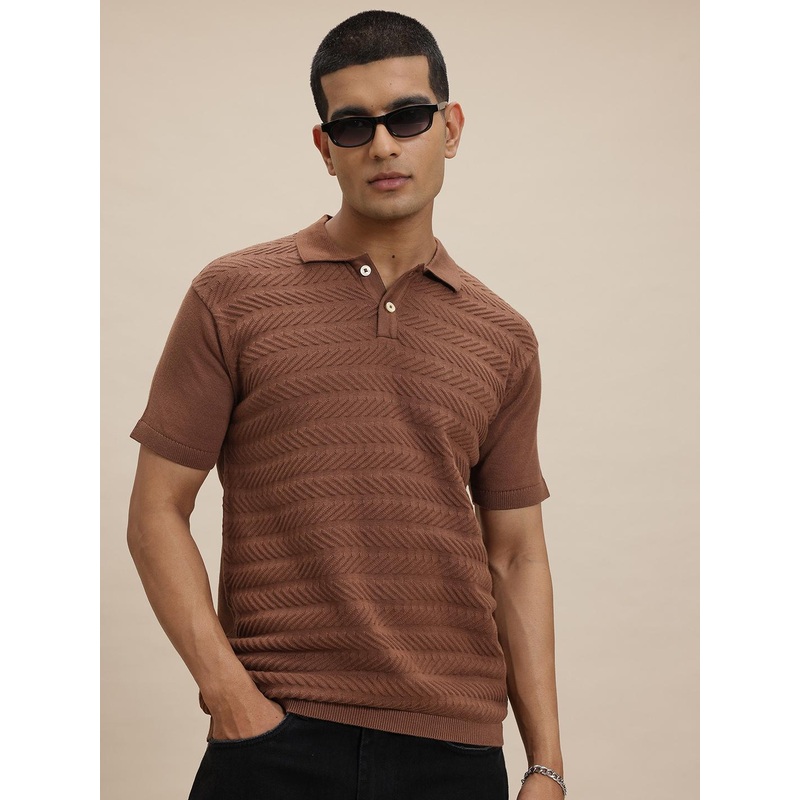 The Roadster Lifestyle Co. Self Design Polo Collar T-shirt