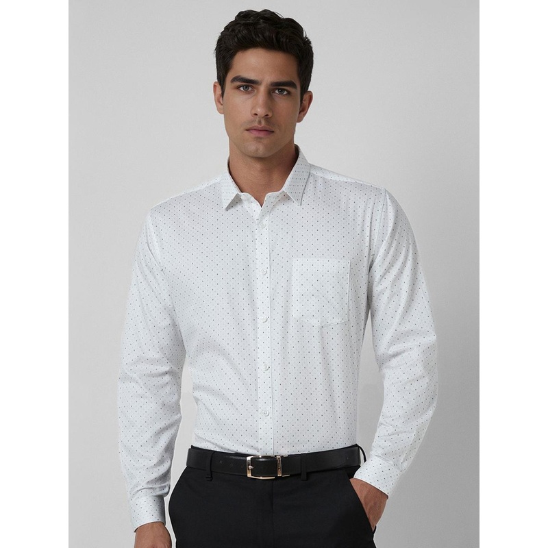 Van Heusen  Men Slim Fit Spread Collar Geometric Printed Cotton Formal Shirt