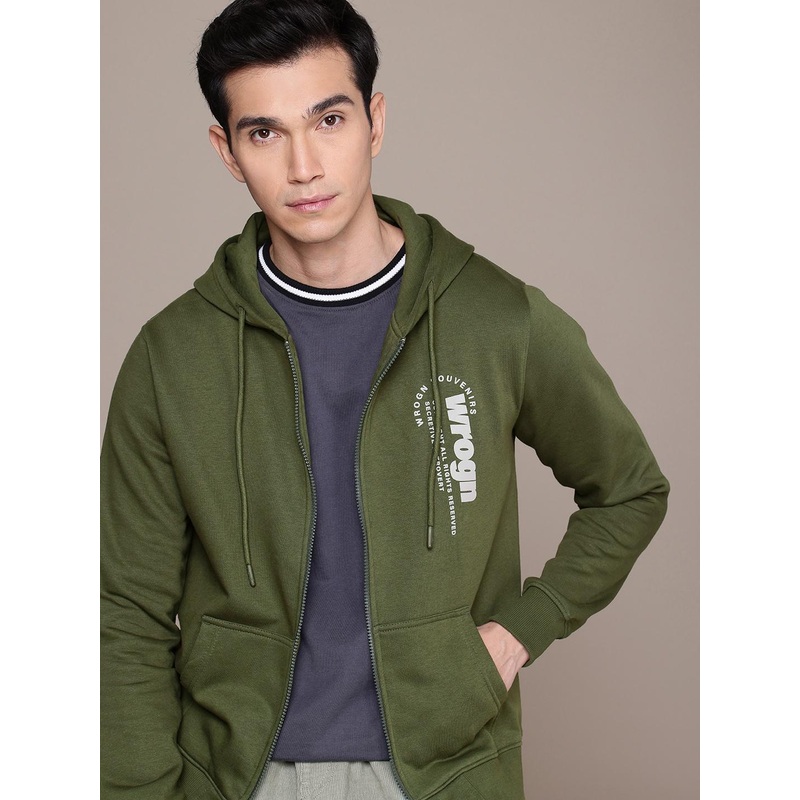 WROGN Brand Logo Printed Hooded Sweatshirt